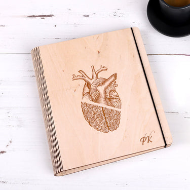 Taccuino con tavole di legno - motivo ragione ed emozione