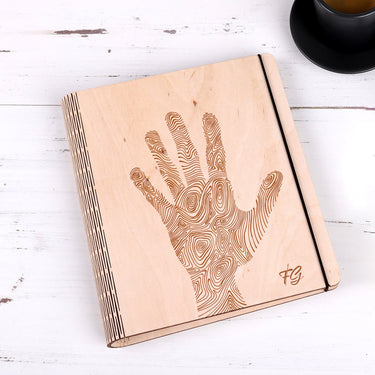 Taccuino con tavole di legno - motivo a mano