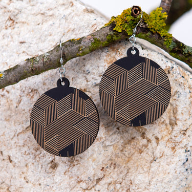 Orecchini in legno HOORAY Black Hex