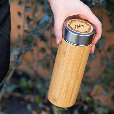 Bambus termoflaske med eget navn 450 ml